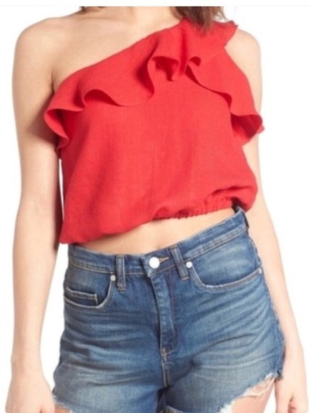 ASTR the Label One Shoulder Ruffle Top